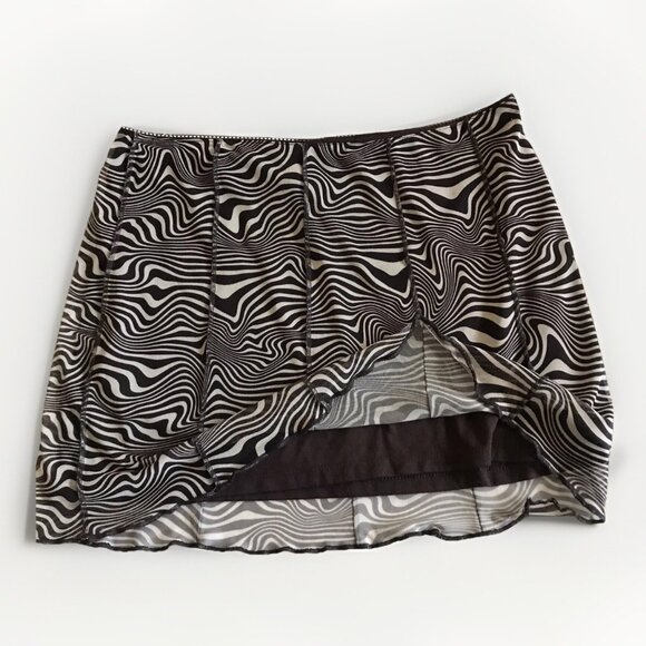 DIVIDED Brown Zebra Swirl Print Mesh Skirt Size Large - Picture 4 of 9